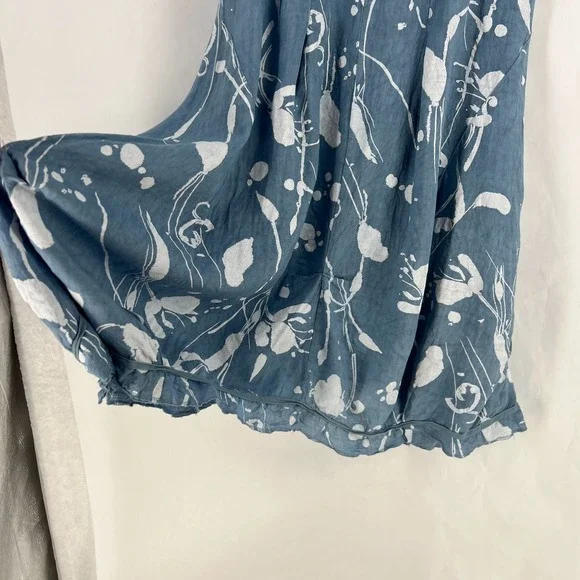 Lands Downunder Linen Dress Womens Large Blue‎ Abstract Knit Ribbed Square Neck - Picture 13 of 16